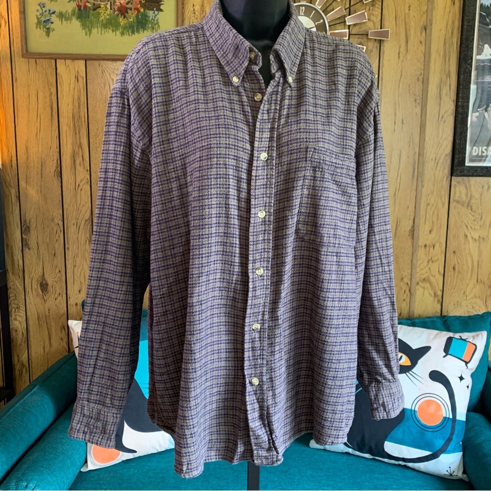 Vintage Chesterfield Purple & Gray Plaid Button-Down Shirt